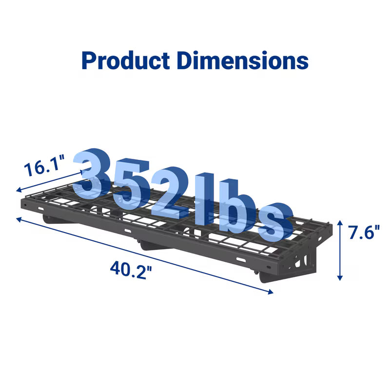 Fleximounts Max Series Heavy Duty Wall Mounted Shelving 1 Pack Black 40"×16"