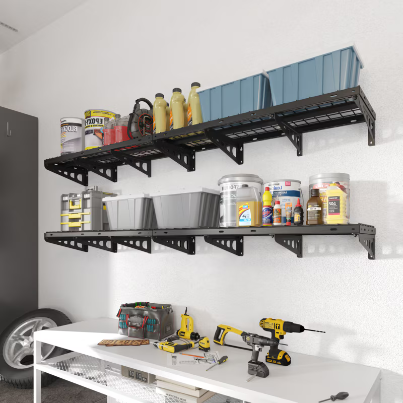 Fleximounts Max Series Heavy Duty Wall Mounted Shelving 1 Pack Black 40"×16"
