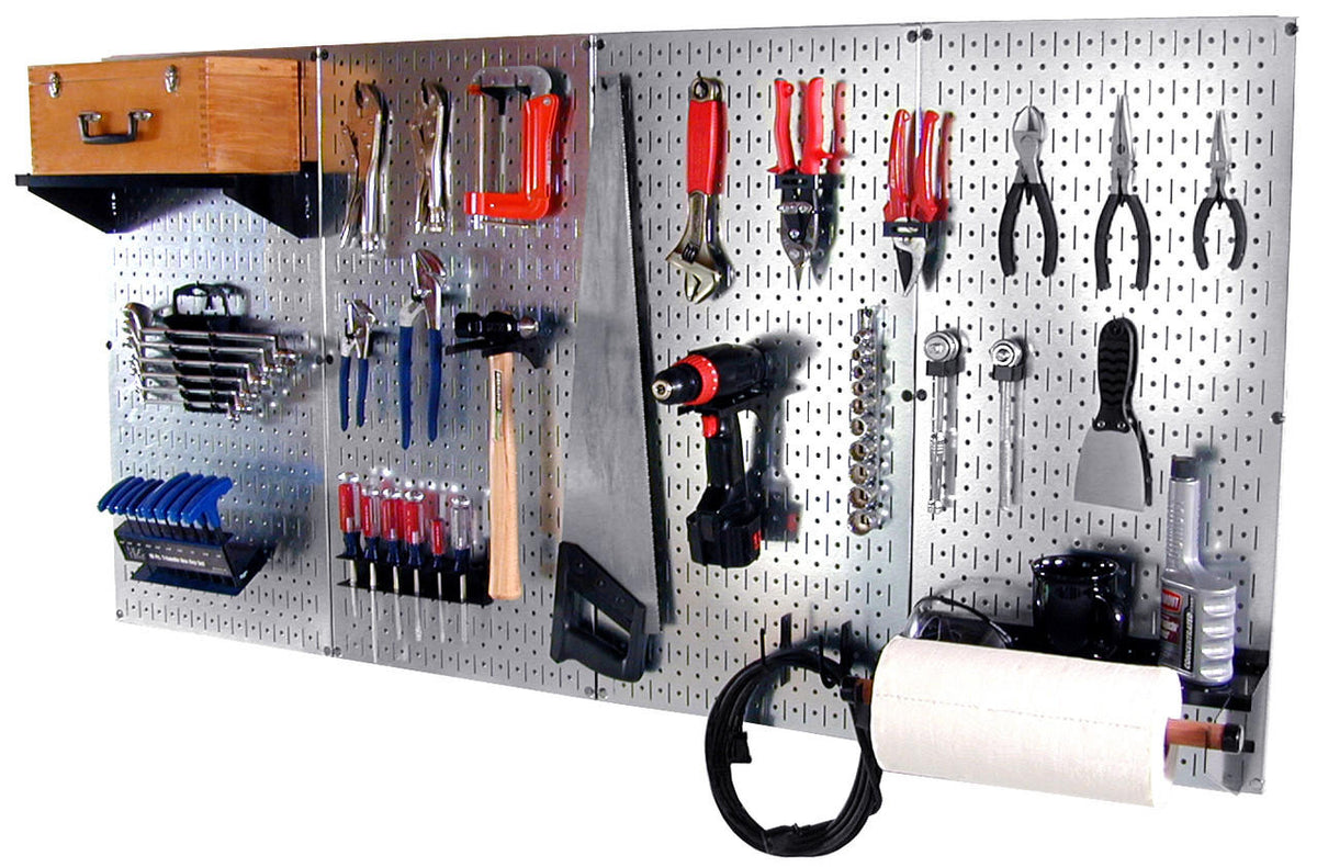 Pro-Grade Pegboard Organizer Kit - Galvanized Pegboard with Accessories
