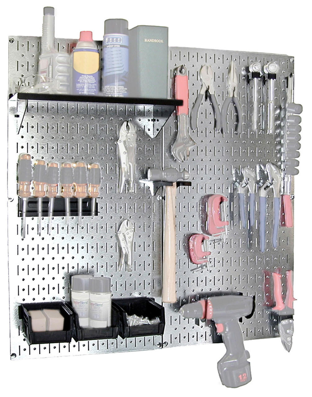 Metal Pegboard Utility Tool Storage Kit - Metallic Pegboard with Accessories