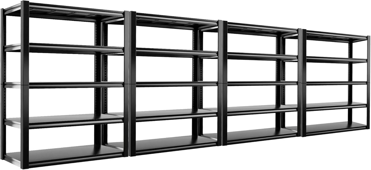 REIBII Garage Shelving Heavy Duty Storage Shelves, Extra Large Adjustable Storage Rack with 5 Tier Metal Shelving Unit, 2500LBS Loads Heavy Duty Shelf, Easy Assembly, 4 Pack