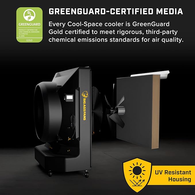 Big Ass Fans - Cool-Space 350 - Portable Evaporative Swamp Cooler, Indoor and Outdoor Use, 16 Gallon Capacity, Variable Speed for Ultimate Cooling in Workshops and Garages