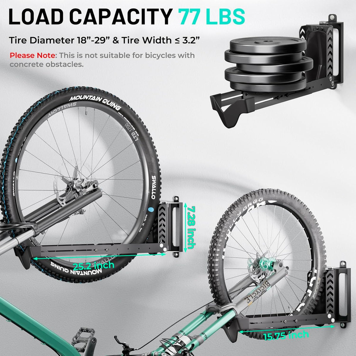 2-Pack Swivel Bike Rack Wall Mount