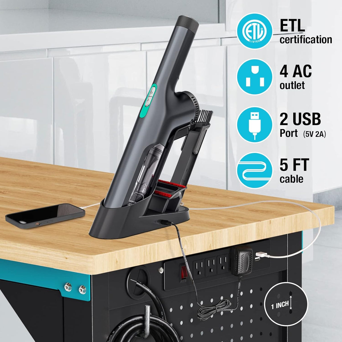 DURATECH 72” Adjustable Workbench, Heavy-Duty Rubber Wooden Top Worktable with a Drawer, 6ft Workstation with Power Strip, Peg Board, 2000 LBS Load Capacity for Workshop Garage Office Home