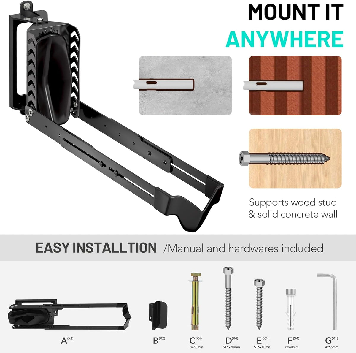 2-Pack Swivel Bike Rack Wall Mount