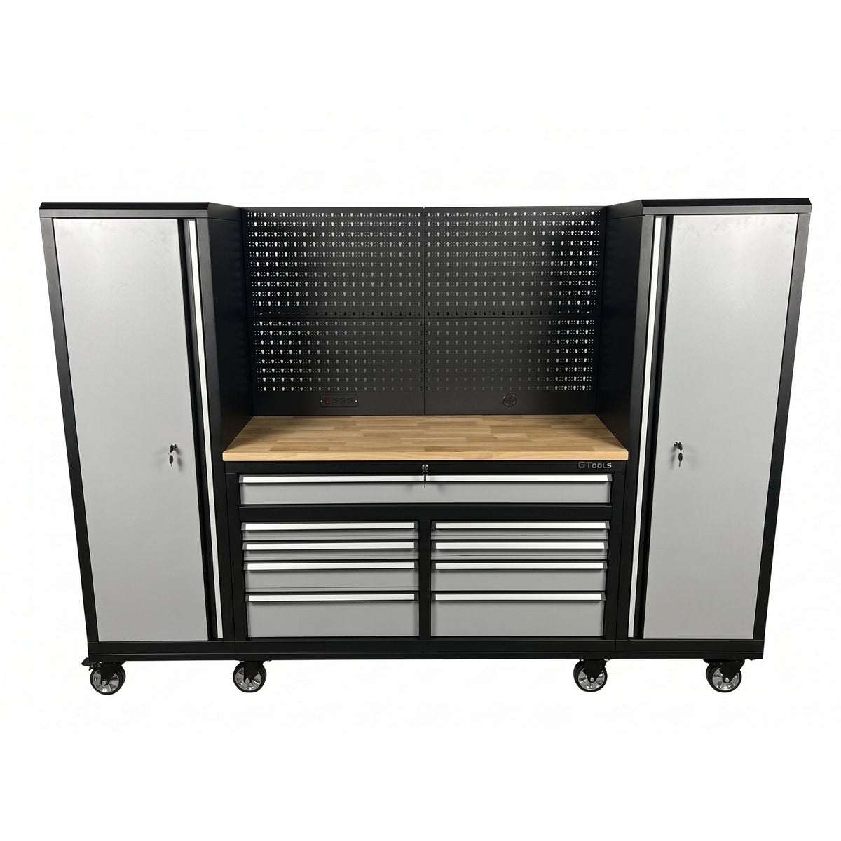 100" Rolling Tool Chest Workstation with Bench Top & Side Cabinets