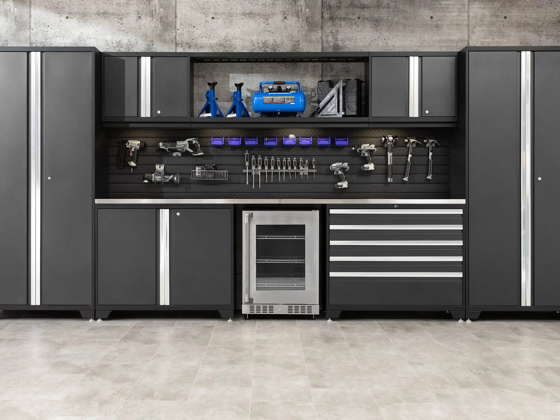 NewAge Products Pro Series 4PC Garage Cabinetry Set · 18-Gauge Steel · Fully-Welded · 134" W x 24" D x 84.75" H