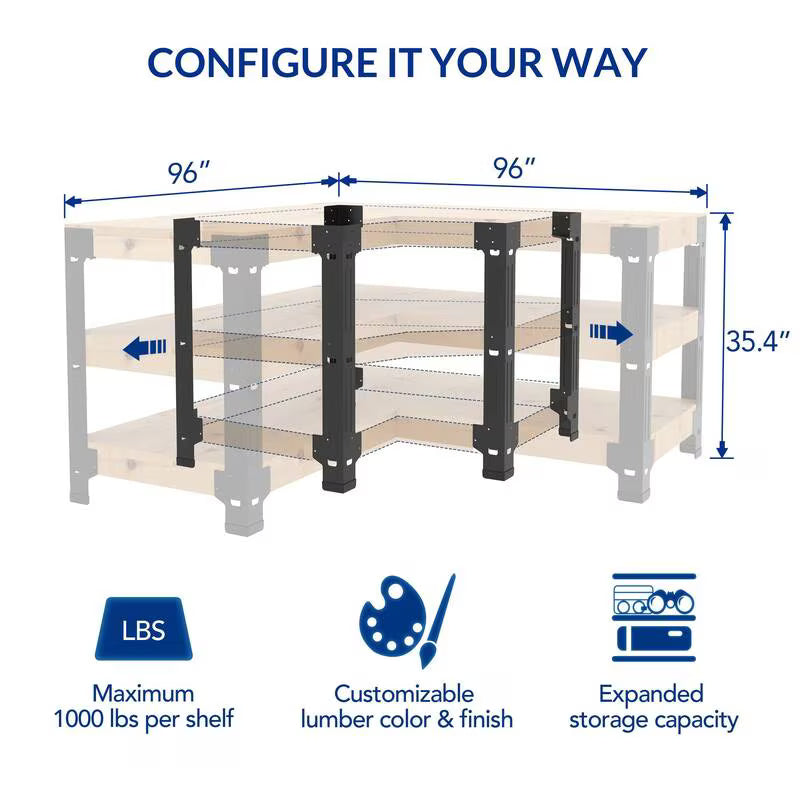 Fleximounts L Shaped Heavy Duty Work Bench Black