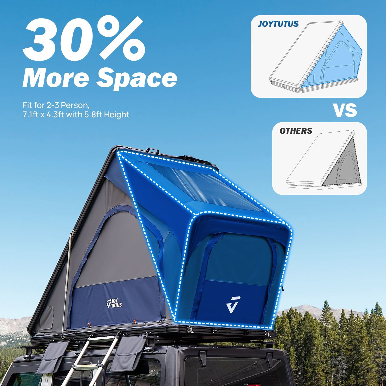 JOYTUTUS Overland Aluminum Hard Shell Rooftop Tent