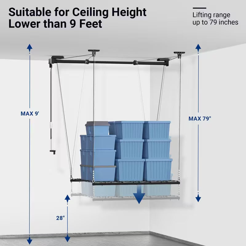 Fleximounts 4 x 4 Garage Lifting Storage Rack (Black)