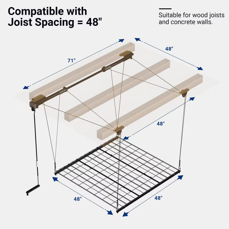 Fleximounts 4 x 4 Garage Lifting Storage Rack (Black)