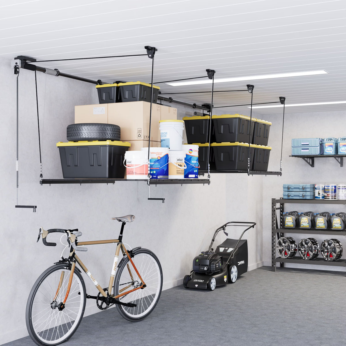Fleximounts 4 x 4 Garage Lifting Storage Rack (Black)