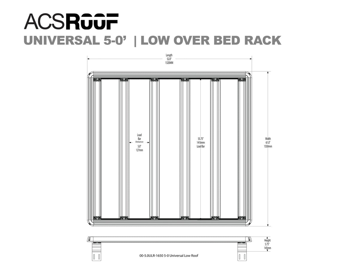 ACS ROOF PLATFORM RACKS -- Universal Over Truck Bed Low Platform Rack