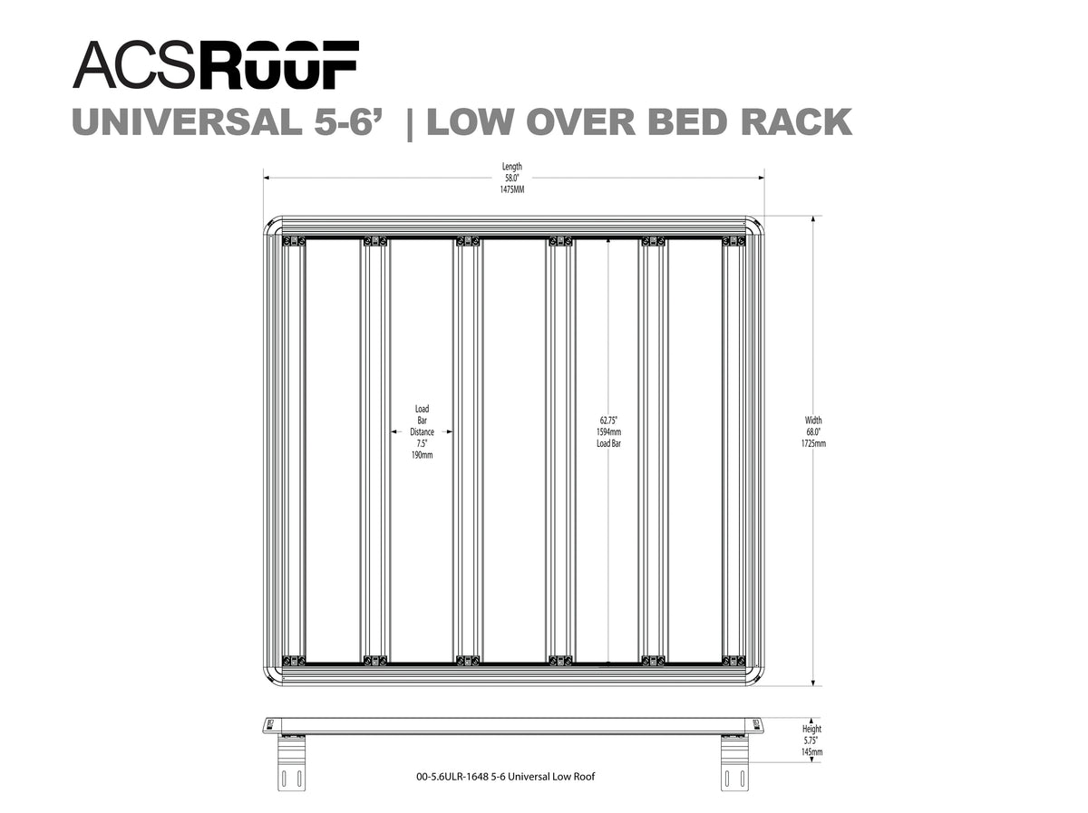 ACS ROOF PLATFORM RACKS -- Universal Over Truck Bed Low Platform Rack