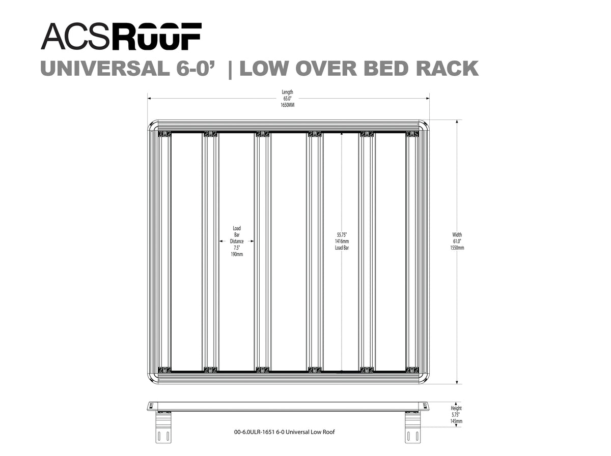 ACS ROOF PLATFORM RACKS -- Universal Over Truck Bed Low Platform Rack