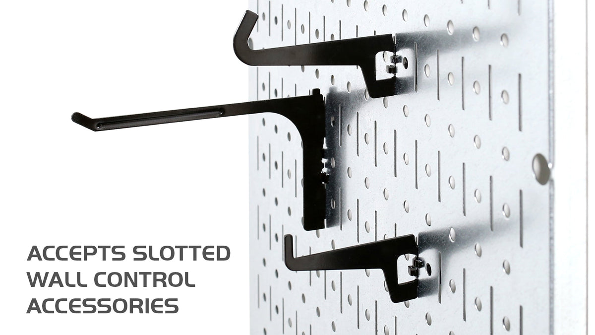Wall Control Premium Steel Pegboard Kit - Black Pegboard with Hooks
