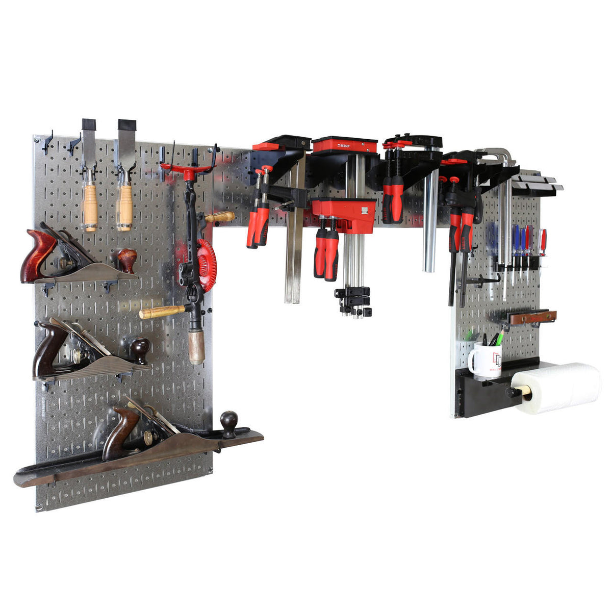 Lazy Guy DIY Maker Woodworking Tool Storage Organizer Set - Metal Pegboard with Accessories