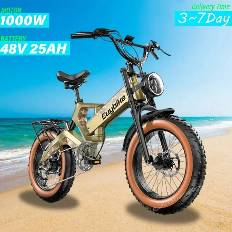 Ebike K6F 1000W 48V 25AH 20-inch mountain city adult electric bicycle