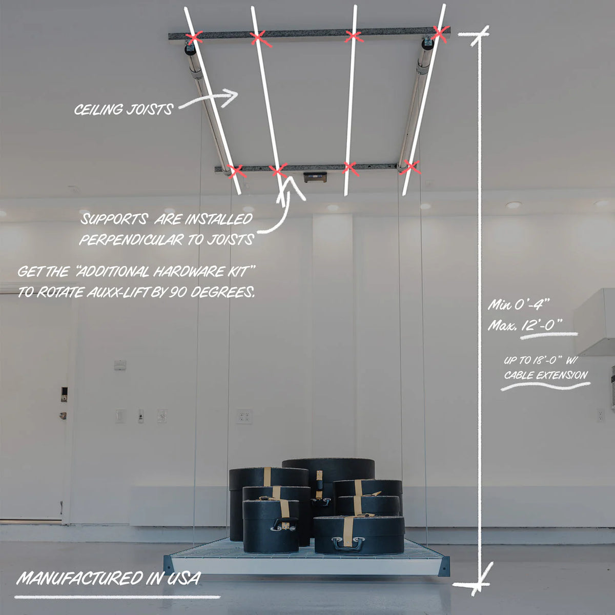 Auxx-Lift Storage Lift, 600 lbs