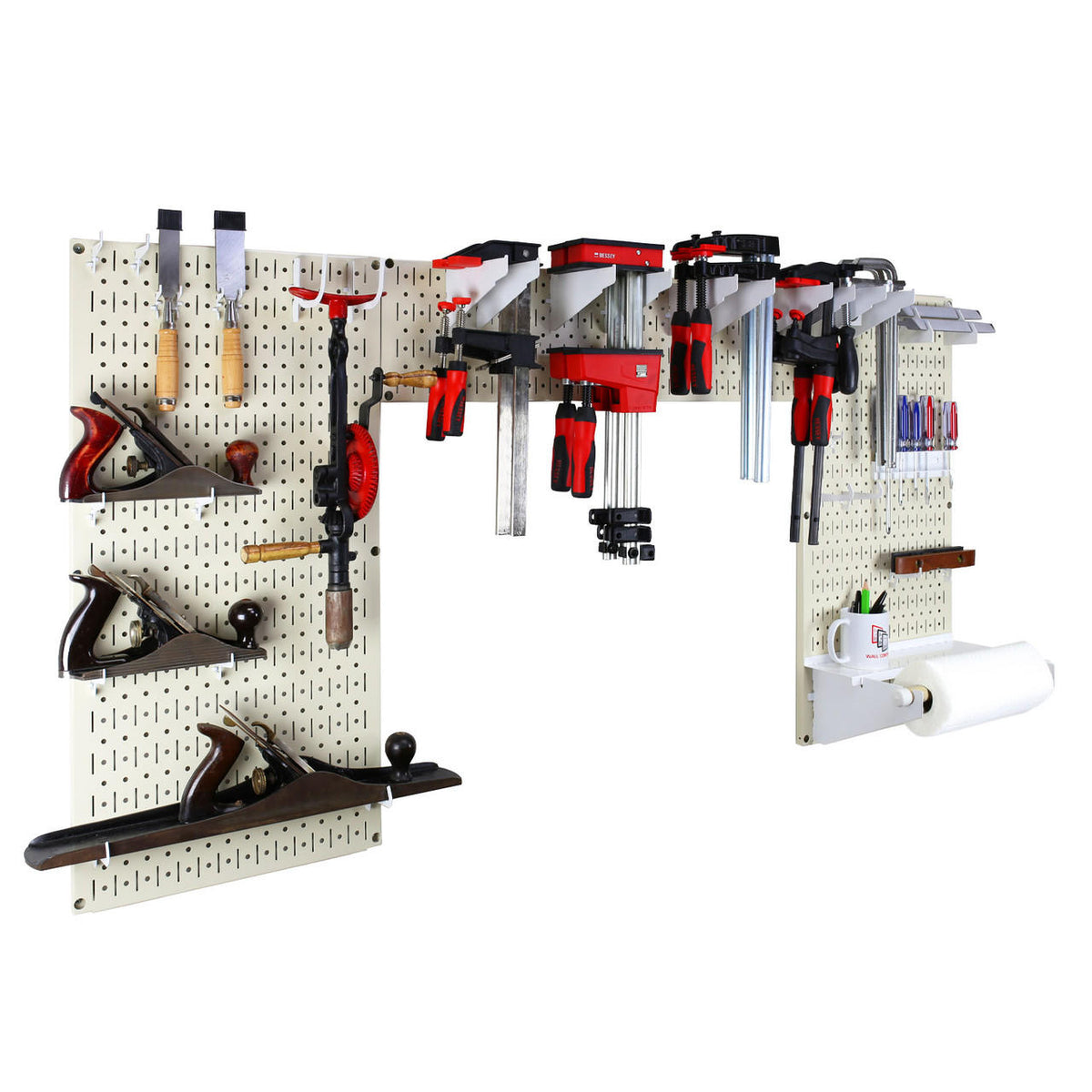 Lazy Guy DIY Maker Woodworking Tool Storage Organizer Set - Metal Pegboard with Accessories