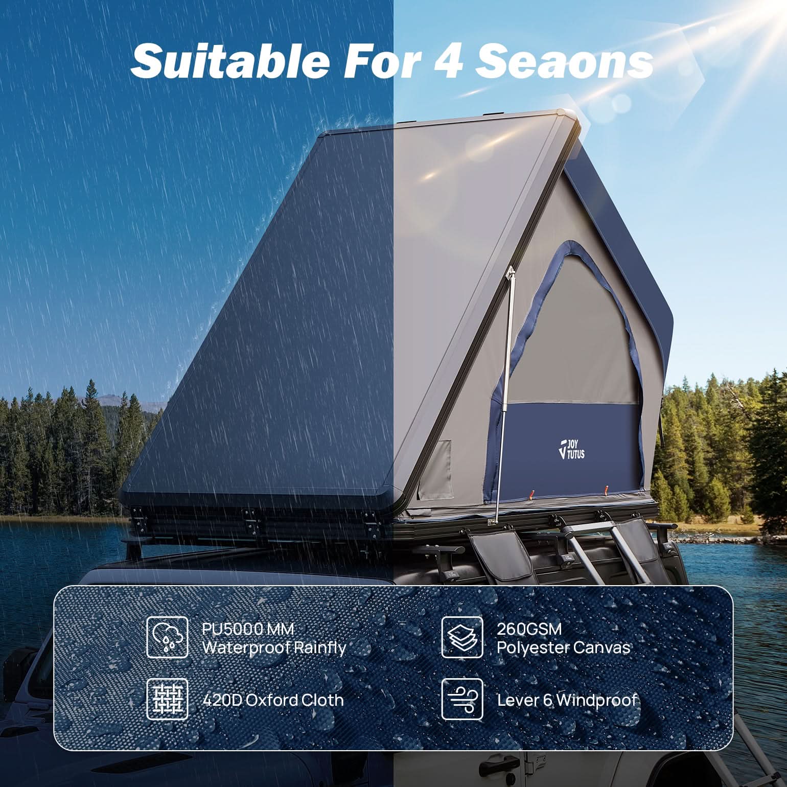 JOYTUTUS Overland Aluminum Hard Shell Rooftop Tent