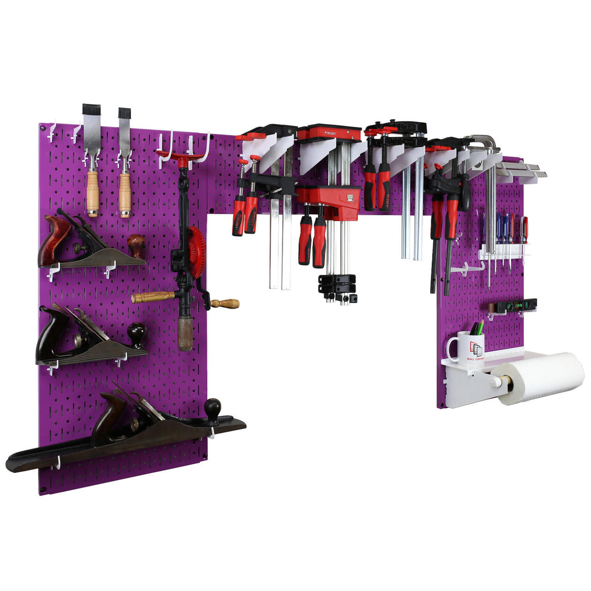 Lazy Guy DIY Maker Woodworking Tool Storage Organizer Set - Metal Pegboard with Accessories
